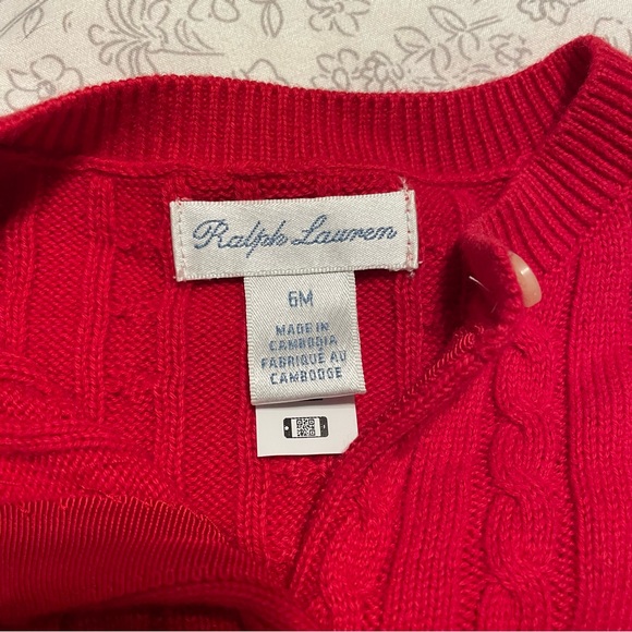 Ralph Lauren Baby Red Cardigan 6M - Picture 2 of 4